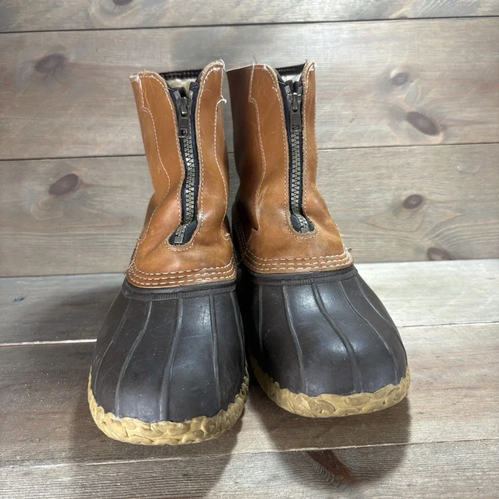 ll bean duck boots men size 10 shoes brown fleece lined winter waterproof boots